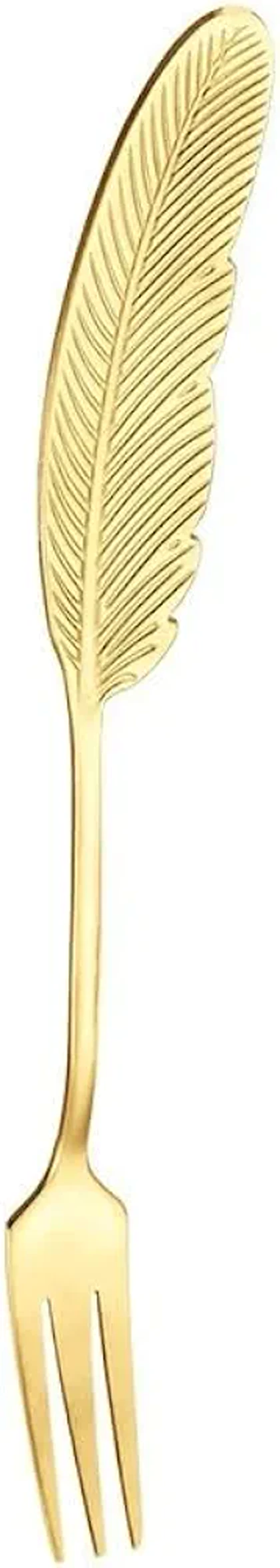 چنگال 6 عددی طلایی طرح پر