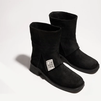 نیم بوت چرم زنانه مشکی مدل harriet