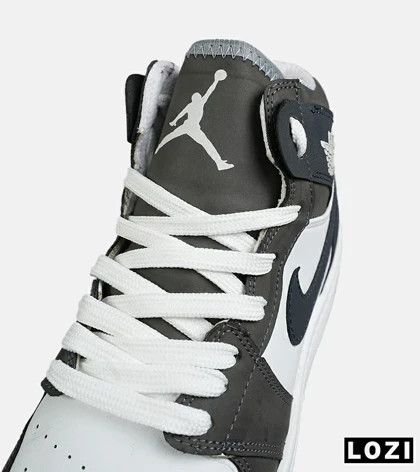 کفش کتانی مردانه و زنانه ساق‌دار سفید سرمه ای طوسی NIKE jordan 1 مدل 8285