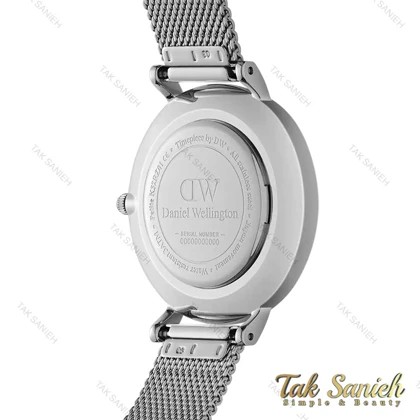 ساعت دنیل ولینگتون زنانه نقره ای صفحه سفید نگین‌دار DW-4304-28-L