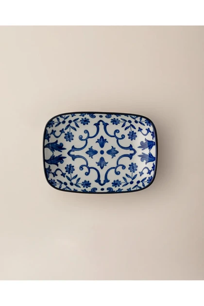 بشقاب سرو Madame Coco مدل Reve Bleu Ellis Bone China - آبی/سفید