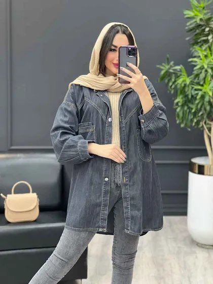 مانتو جین برش‌دار