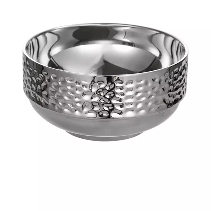 کاسه دو جداره سه عددی استیل چکشی سیلور