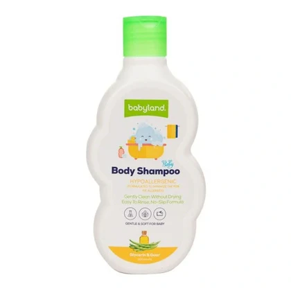 شامپو بدن ضد آلرژی کودک بی‌بی لند Baby Land با عصاره گلیسیرین و گوار