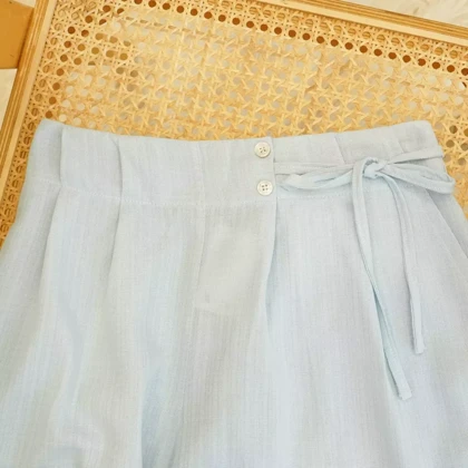 شلوارک لینن پشت کمرکش