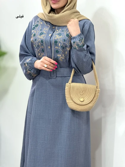 پیراهن مانتویی گلدوزی آیسو آذین