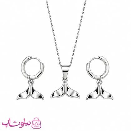نیم ست زنانه نقره ظریف وارداتی عیار 925 مدل دم وال دورو وزن 4 گرم کد 4400