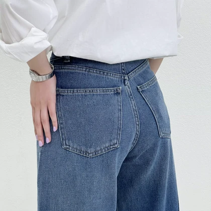 شلوار جین بگی زنانه آبی تیره