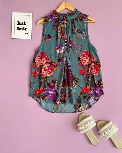 تاپ نخ کریشه گل‌دار کد 2241