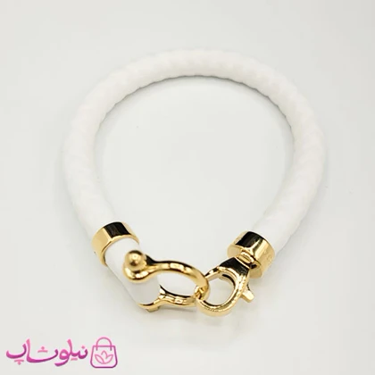 دستبند امگا رابر سفید با قفل طلایی سایز لارج کیفیت مستر کد 1100