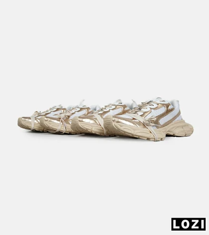 کفش کتانی مردانه و زنانه سفید طلایی Balenciaga 3XL مدل 6822