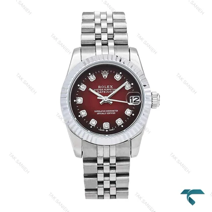 ساعت رولکس زنانه استیل صفحه قرمز متوسط Rolex-6297-L