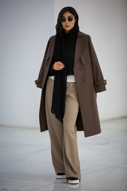 بارانی سانتانا دکمه دوبل بلند New