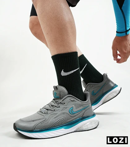 کفش کتانی مردانه طوسی سفید آبی Nike air max pluse