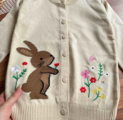 ژاکت بافت دخترانه طرح خرگوش