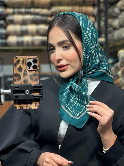 مینی اسکارف نخی کالکشن سبز زمردی پاییزه