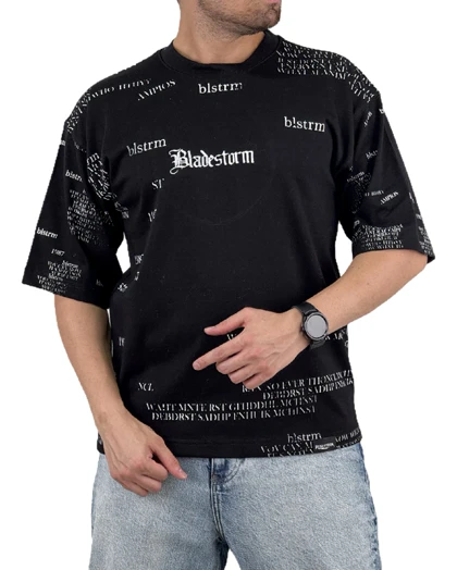 تیشرت مردانه اسپرت مدل لش گلدوزی استورم شلوغ رنگ مشکی کد 999113