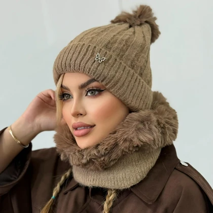 ست شال و کلاه رینگی پروانه