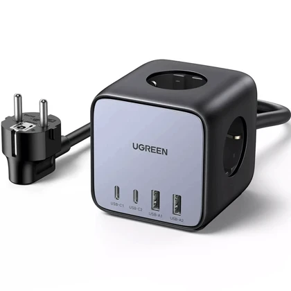 چندراهی برق 2500 وات سه پریز برق AC، دو USB و دو Type-C فست 65 وات یوگرین CD268 60113