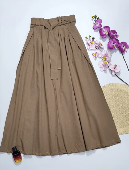 دامن 3 پیل کمربند دار مدل پناه  کد 50281