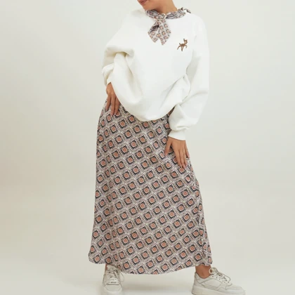 ست دورس و دامن اسکارف دار آهو