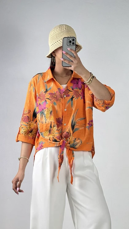 شومیز گره‌ای گل‌دار کد 500674