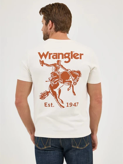 تیشرت cowboy کرم برند رنگلر / wrangler