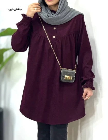 مانتو پاییزه یقه چین آیسو مانلی