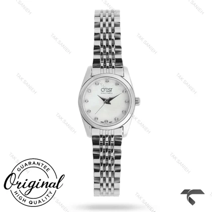 ساعت کرست زنانه 6368-1 صفحه سفید بند استیل Crest-11188-L