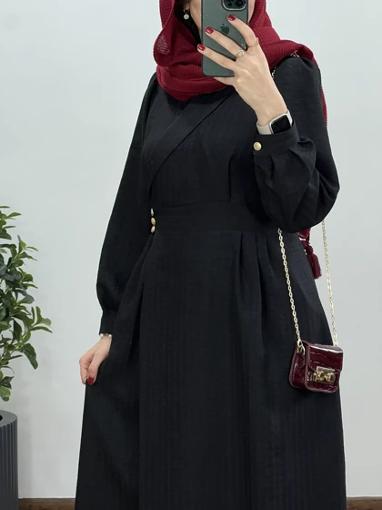 مانتو بلند شانتون صحرا مشکی