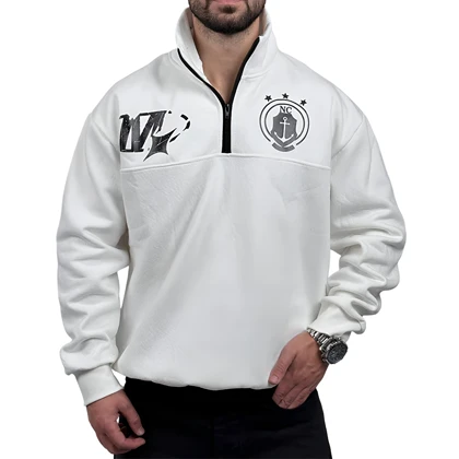 دورس مردانه یقه نیم زیپ سفید طرح NC