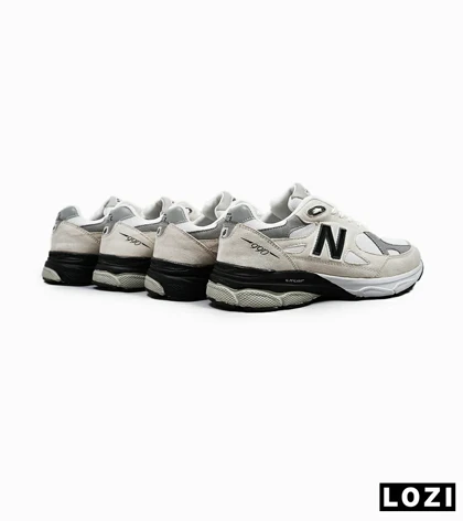 کفش کتانی طوسی مشکی کرم NEW BALANCE 990