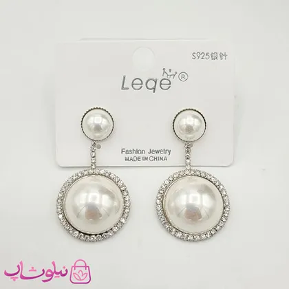 گوشواره دخترانه مرواریدی با آویز دایره