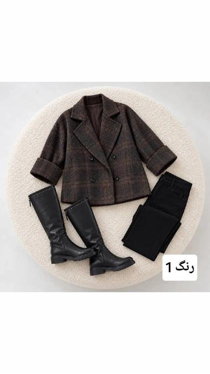 کت باکسی چهارخونه زنانه 88657