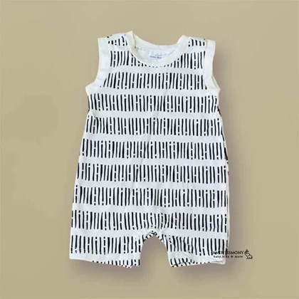 رامپر نوزادی پسرانه رکابی طرح راه راه