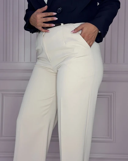 خرید شلوار بگ کرپ هرمس کرم استخوانی زنانه Women's Ivory Cream Hermes Baggy Pants کد 913800