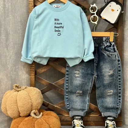 بلوز و شلوار جین پسرانه مدل Smile