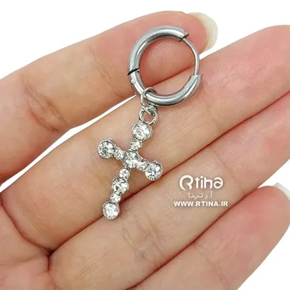 گوشواره نگین‌دار اسپرت طرح صلیب/ زنانه و مردانه