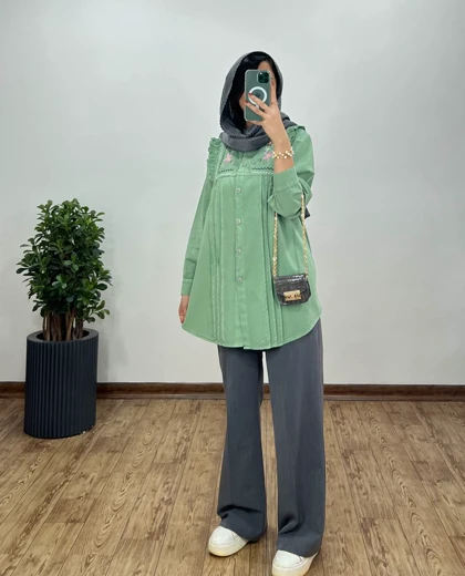 مانتو لینن گلدوزی پوپک (ارسال رایگان)
