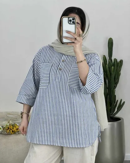 شومیز جلو بسته راه راه(41)کد3474