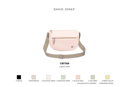 کیف دوشی زنانه و دخترانه برزنتی بند قابل تنظیم بدون دسته دیوید جونز DAVIDJONES