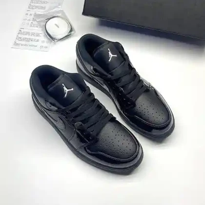 کفش نایک ایر جردن وان لو پتنت الفنت بلک Nike Air Jordan 1 Low Patent Elephant Black