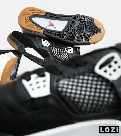 کتانی ساق‌دار زنانه و مردانه مشکی سفید Nike air jordan 4 مدل 6599