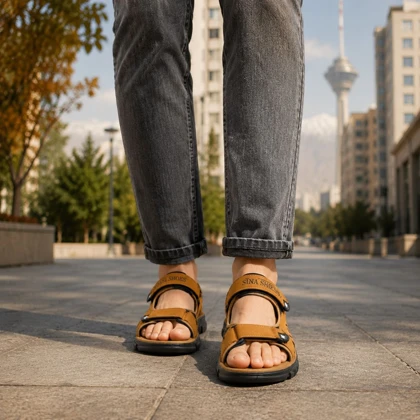 کفش صندل مردانه تابستانی مدل Sina Shoes -عسلی