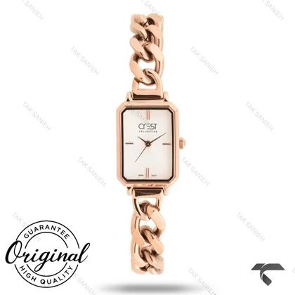 ساعت کرست زنانه 6355-4 صفحه سفید بند رزگلد کارتیری Crest-11181-L