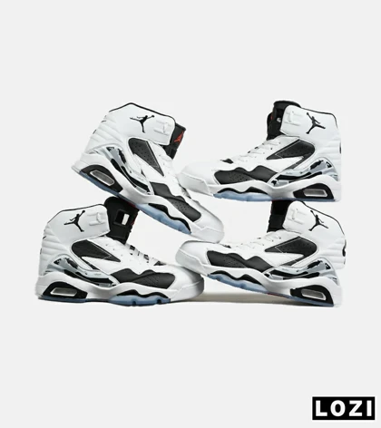 کفش کتانی ساق‌دار مردانه سفید مشکی Nike air jordan 6
