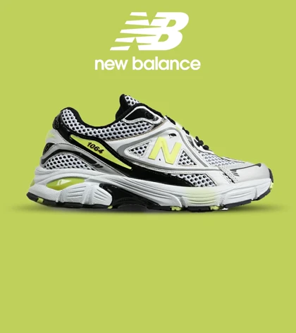 کفش کتانی مردانه و زنانه سفید مشکی لیمویی NEW BALANCE 1064 V.2 مدل 7010