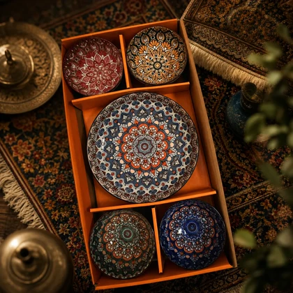 ست 5 عددی سرامیکی مراکشی همراه پک‌کادویی