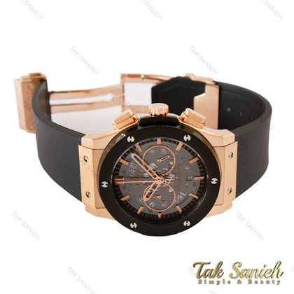 ساعت هابلوت مردانه سه موتوره رزگلد مشکی اسکلتون Hublot-4157-G