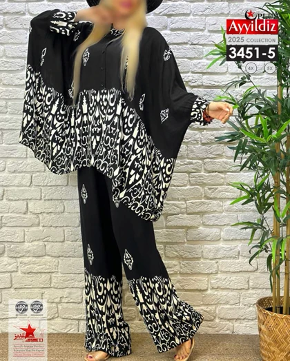 ست مانتو شلوار زنانه سایز بزرگ کد 3451/5